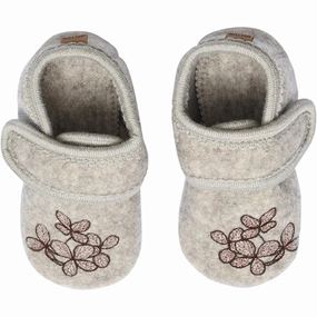 Go Further Minimal Details Melton Wool Slippers Hydrangea Beige Melange