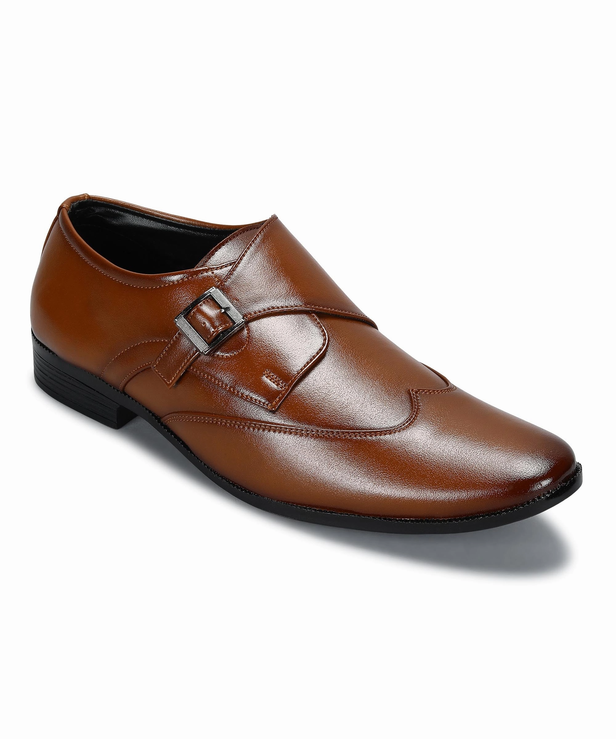 Wear Reimagined Paragon Men'S Tan Formal Shoes With Buckle| Durable & Sturdy For Outdoor Wear