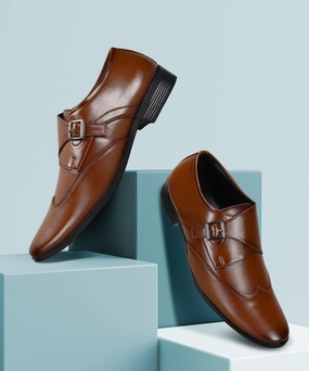 Paragon Men'S Tan Formal Shoes With Buckle| Durable & Sturdy For Outdoor Wear Core Elements Clean City Core