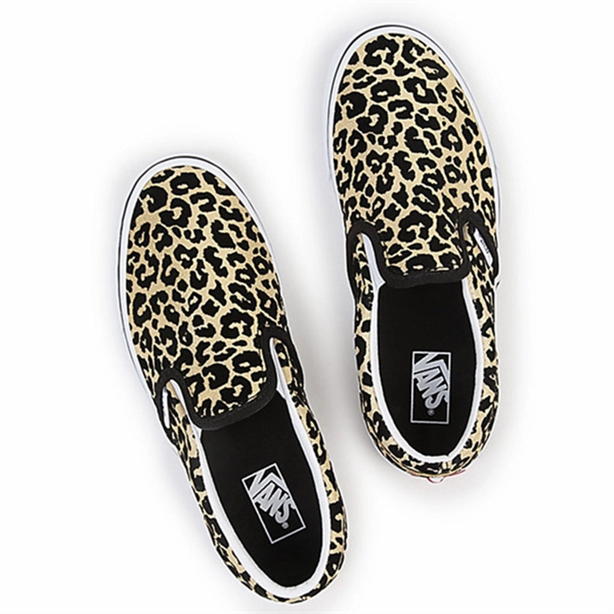 Design-First Vans Jn Classic Slip-On Sneakers Flocked Leopard Black/True White
