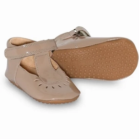 Pom Pom Indoor Shoe Ballerina Pattern T-Bar Latte Patent Intentional Daily Live Refined