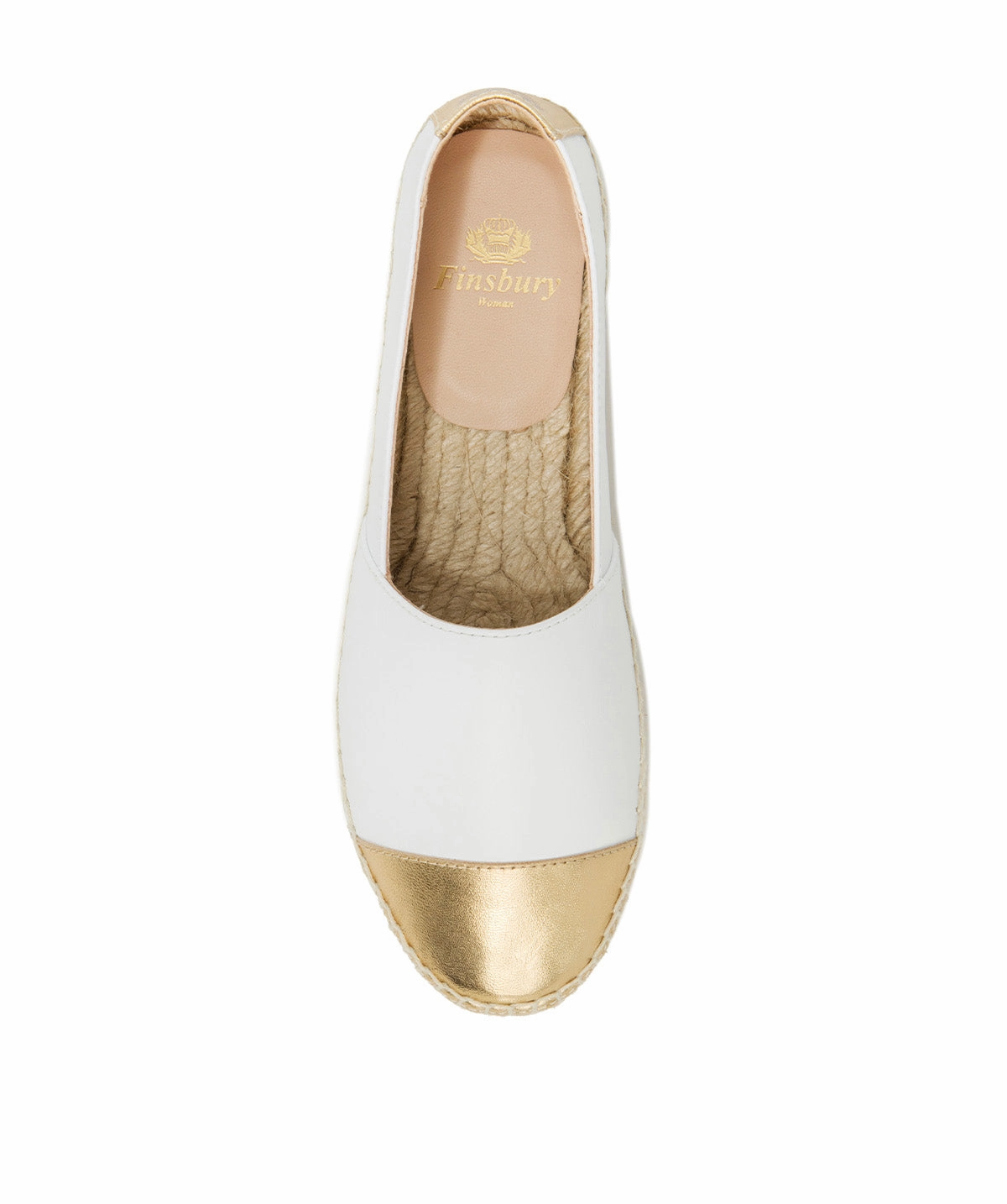 Form-Centered Style Simplified Izia White And Gold Espadrille