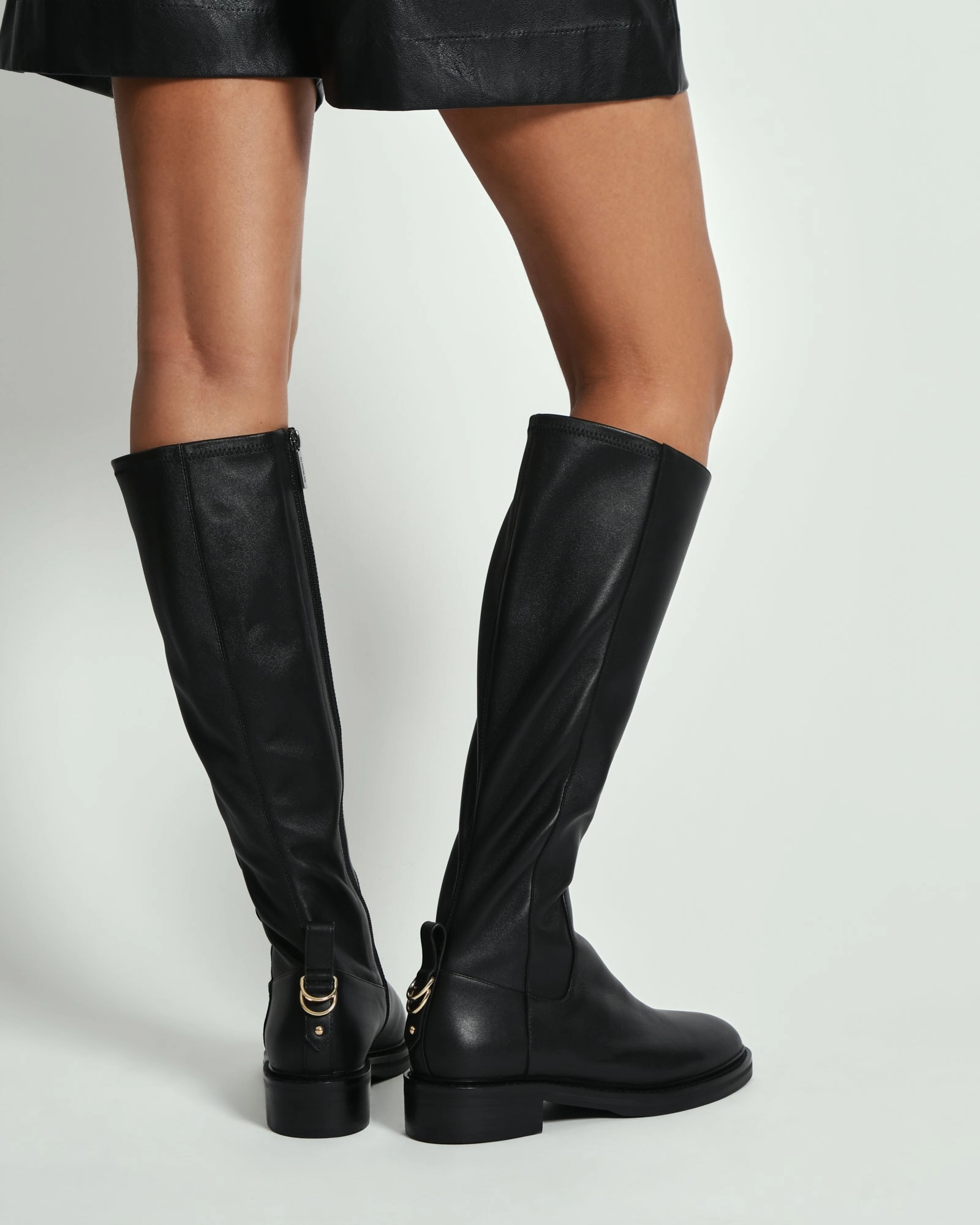 Jaida Knee Boots Black Leather Lightweight Presence