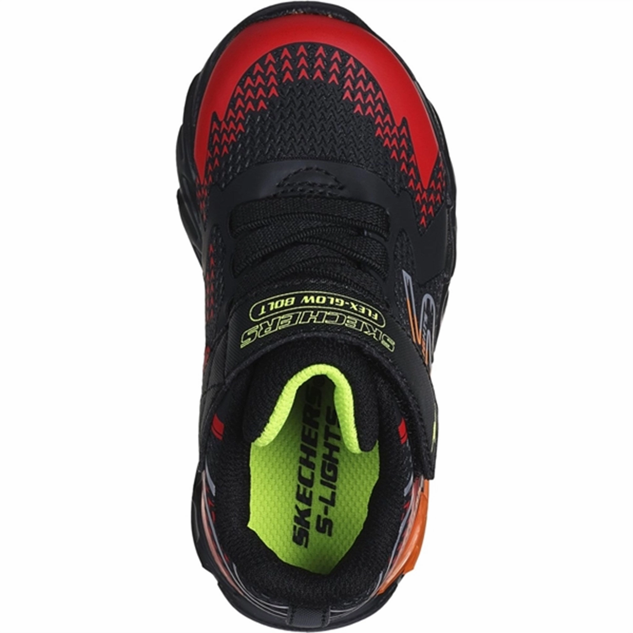 Skechers Boys Flex Glow Bolt Sneakers Black Red Effortless Minimal Conscious Form
