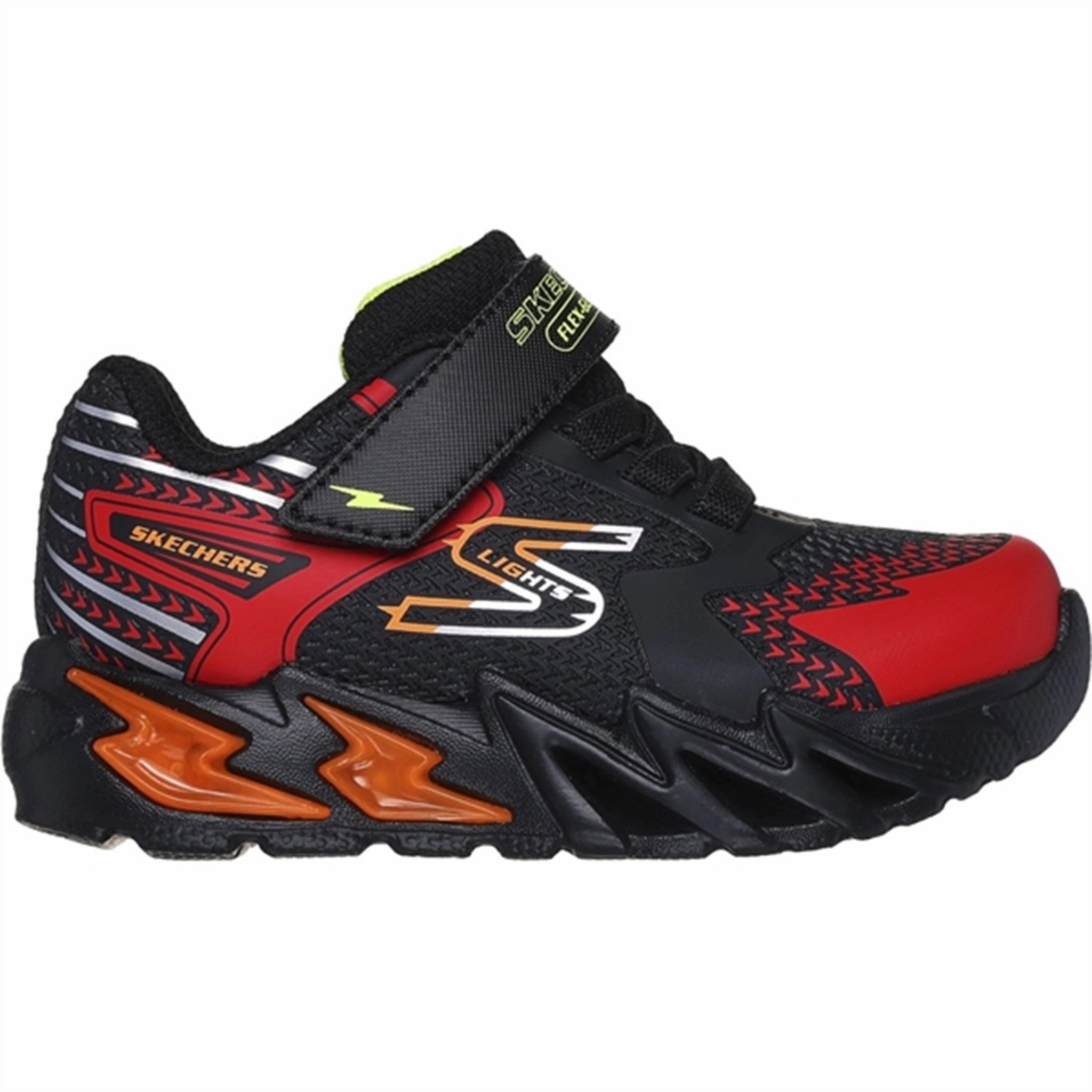 Ease-Ready Skechers Boys Flex Glow Bolt Sneakers Black Red