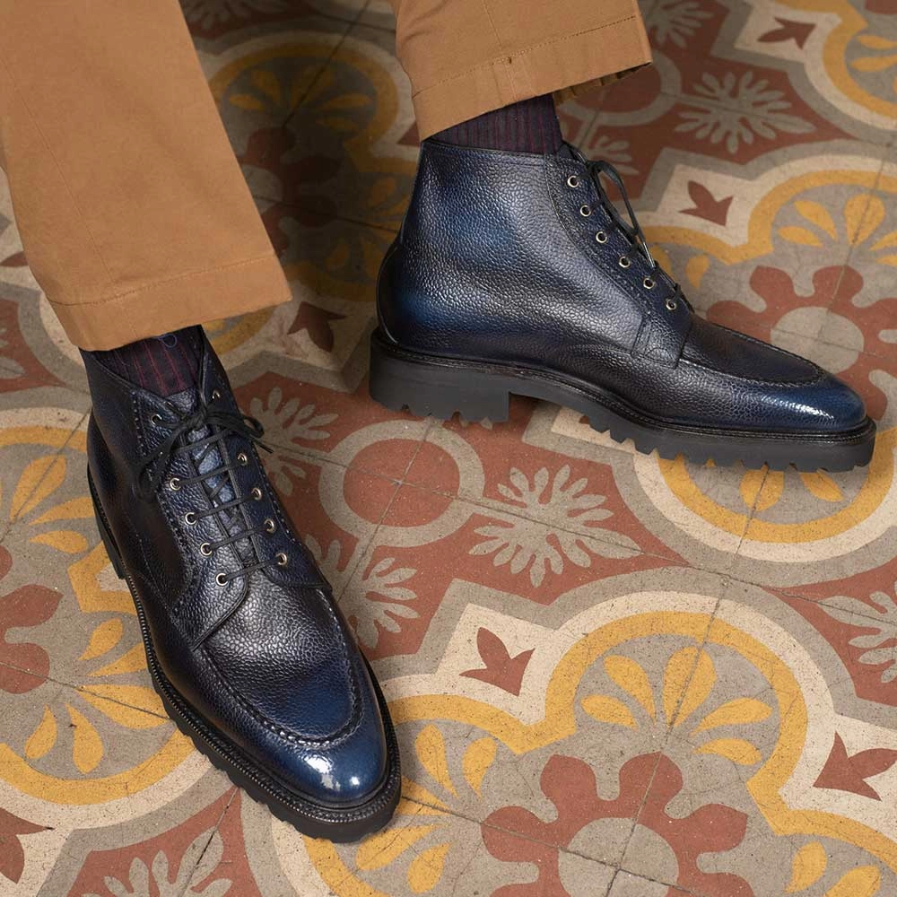 Designed To Flex All-Weather Vibe Haring Moc Toe Derby Boot - Orion Handmade Patina