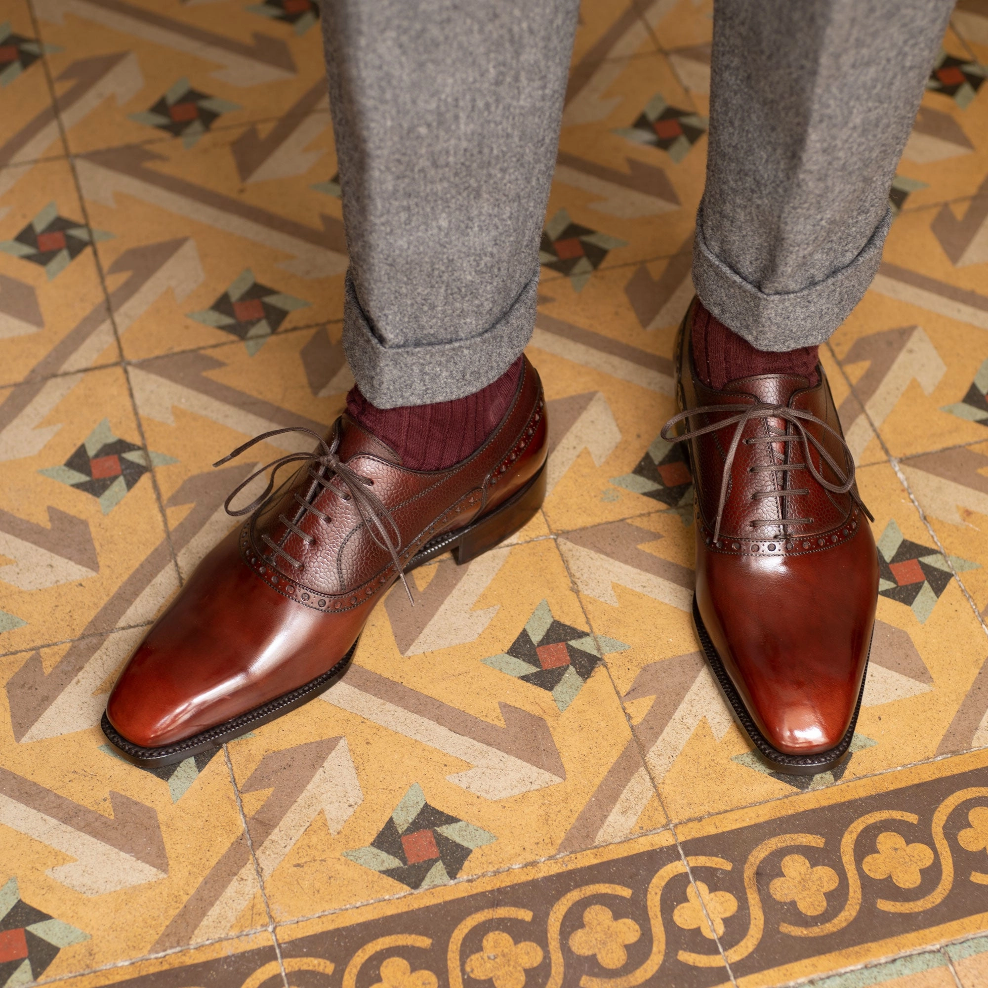 Day-Built Federico Balmoral Brogue Oxford Mto - Light Mahogany