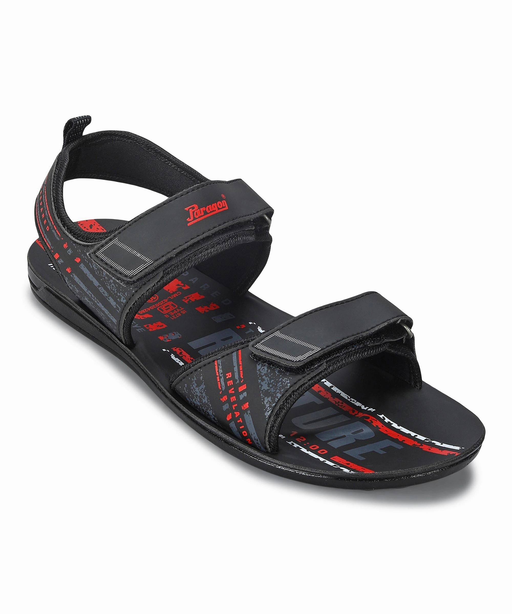 Tailored Ease Understated Utility Paragon Men'S Stylish Lightweight & Durable Black Velcro Dailywear Sandals