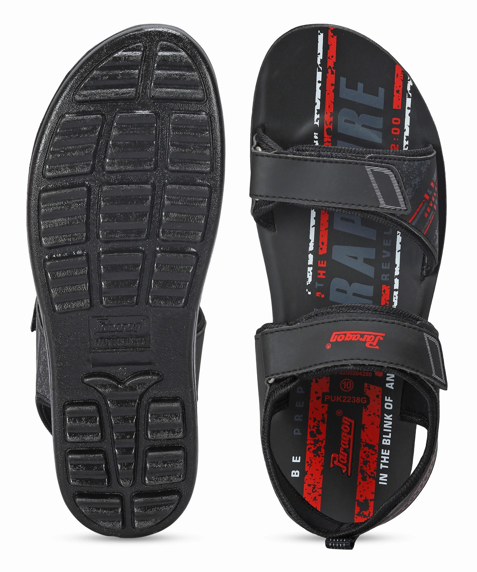 Paragon Men'S Stylish Lightweight & Durable Black Velcro Dailywear Sandals Your Daily Vibe