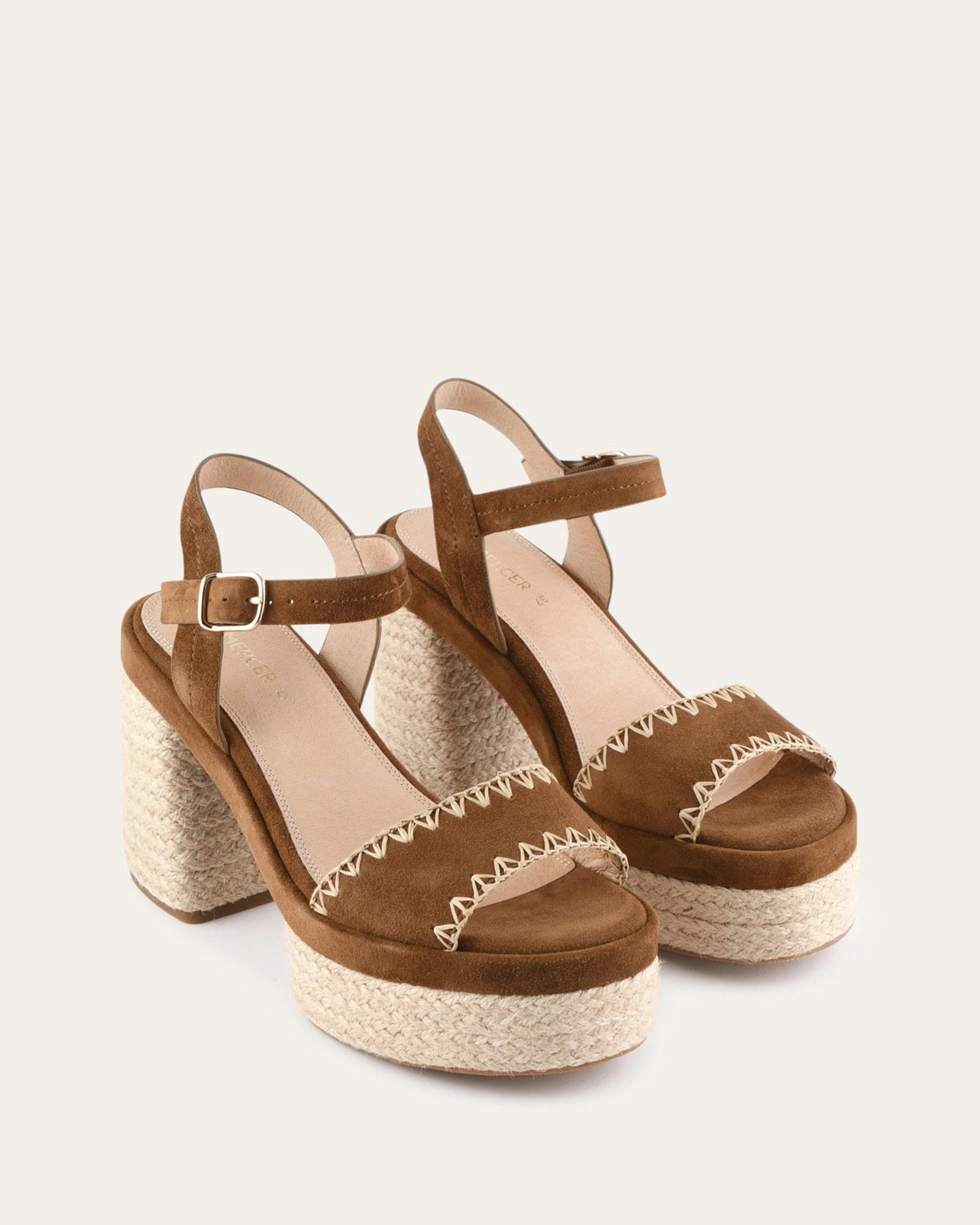 Fisher High Heel Platform Sandals Biscuit Suede Simplicity Rules Refined To Go