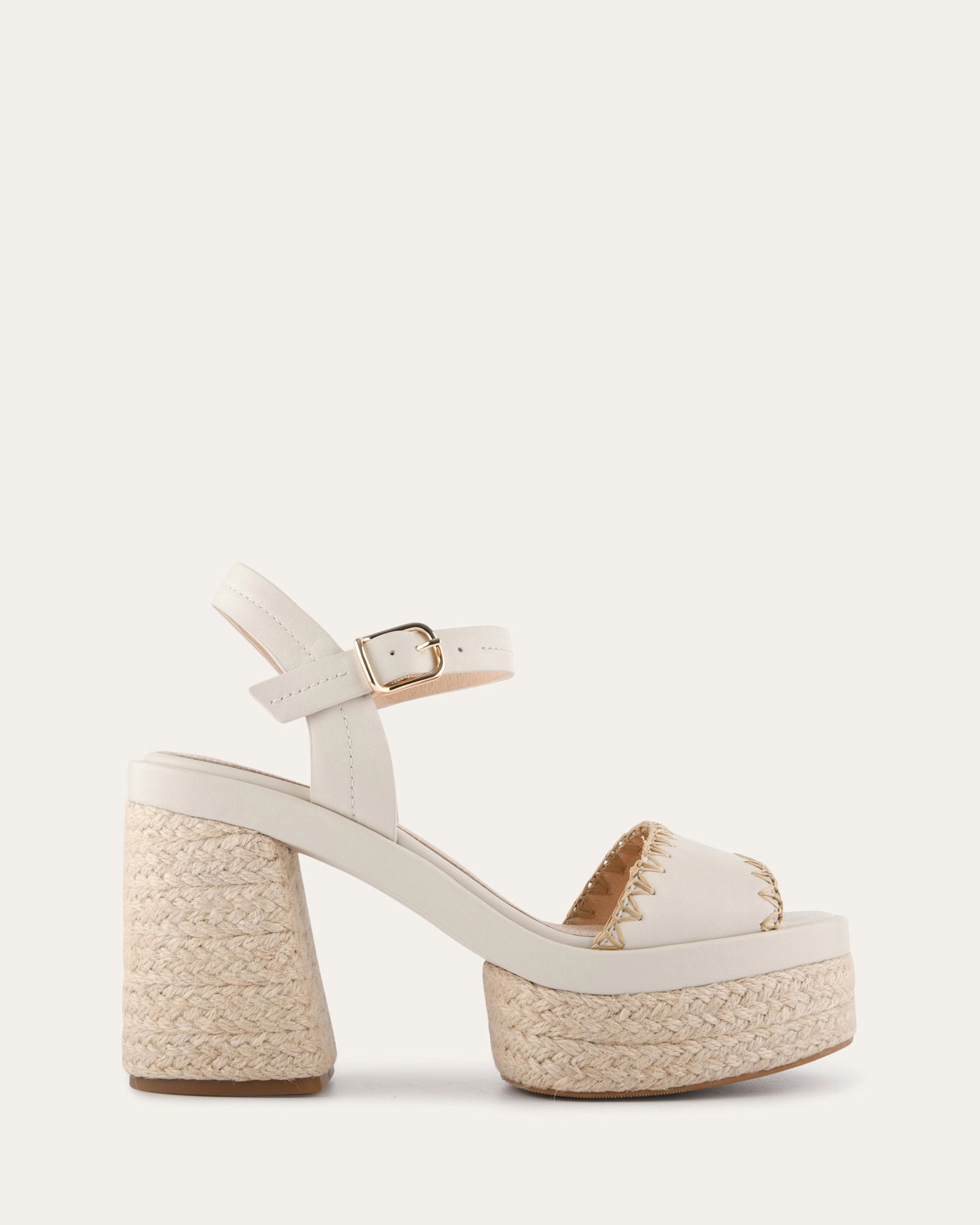 Day-To-Day Fit Fisher High Heel Platform Sandals Off White Leather