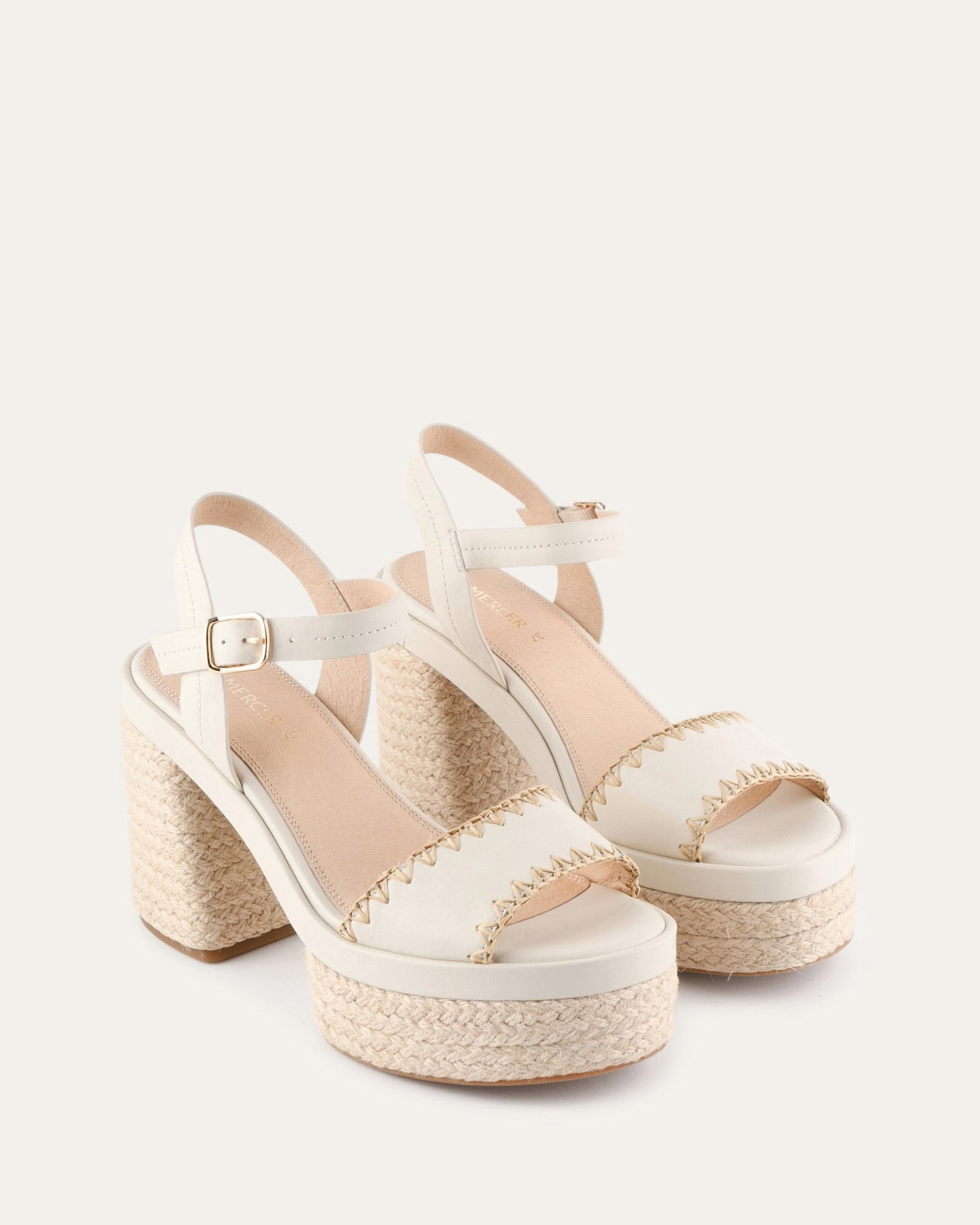 Fisher High Heel Platform Sandals Off White Leather Universal Outfit Essential Edge