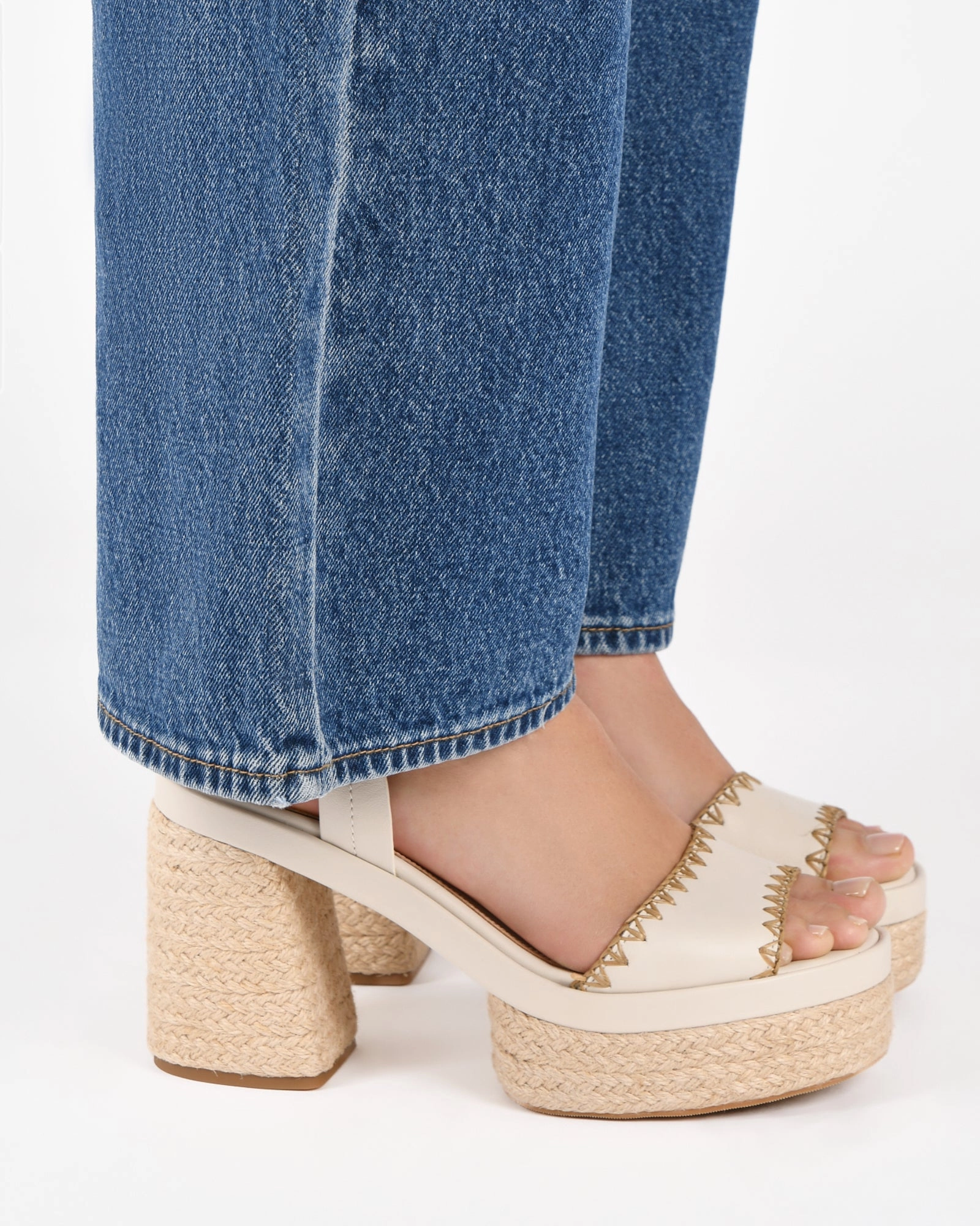 Fisher High Heel Platform Sandals Off White Leather Designed With Flow