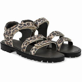 Core Function Anytime Fit Angulus Leopard Suede Adjustable Leather Sandal With Velcro