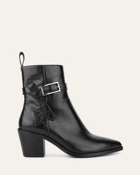 Zena Mid Ankle Boots Black Crinkle Leather Redefined Casual