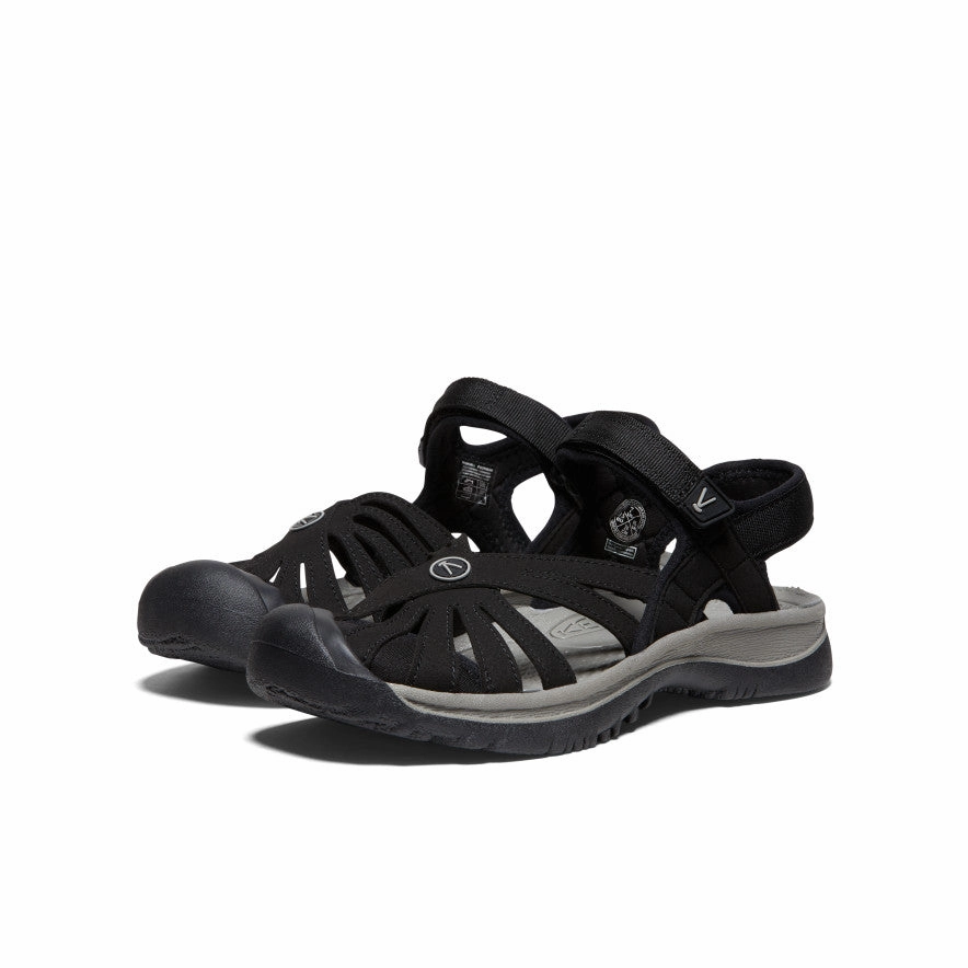 Women'S Rose Sandal  |  Black/Neutral Gray Layered Utility