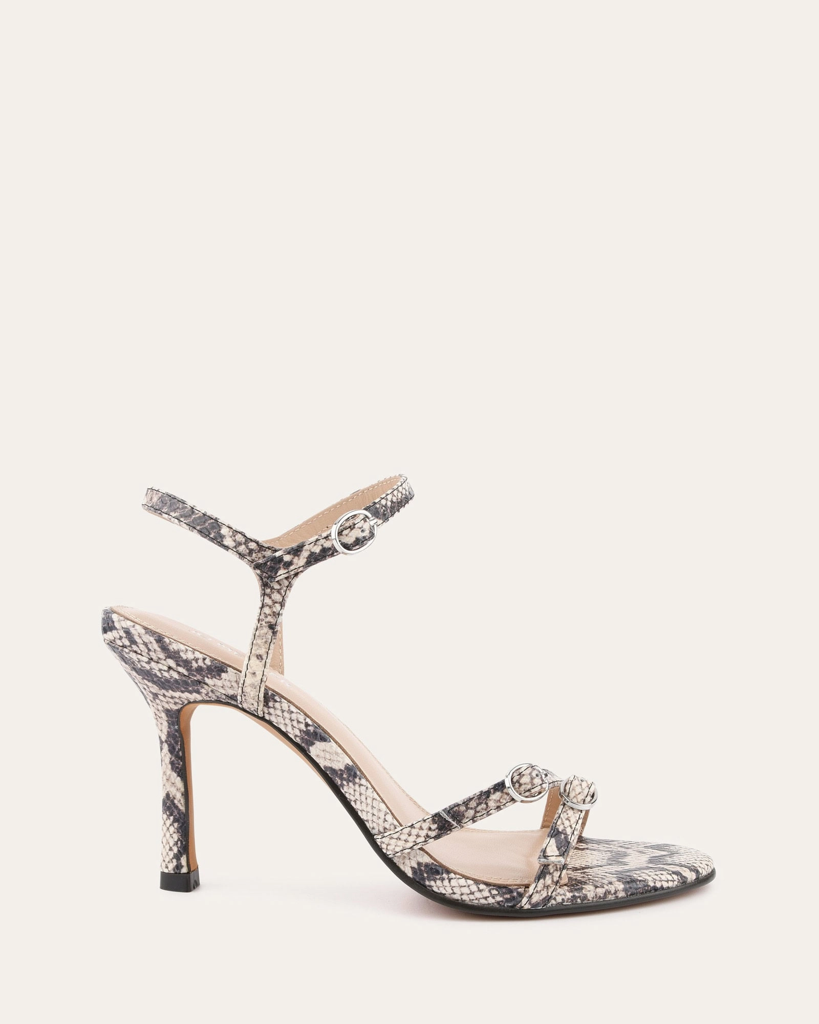Motion-Elevated Living Flow Romy High Heel Sandals Natural Snake Print Leather