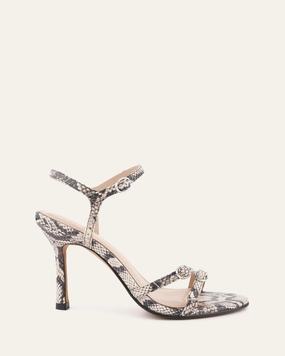 Romy High Heel Sandals Natural Snake Print Leather Style Made Easy