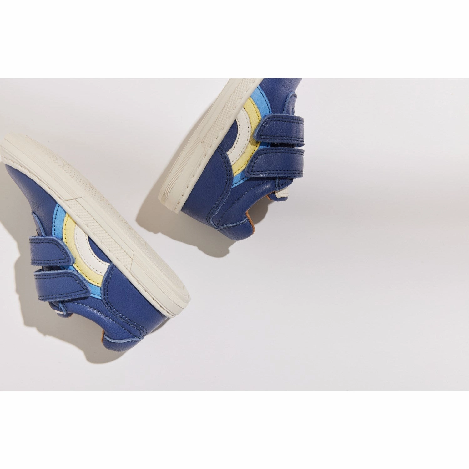 Bisgaard Deep Blue Rainbow Low Velcro Shoe Elevated Gear Shift Into Ease