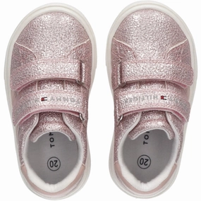 Function With Style Tommy Hilfiger Stripes Low Cut Velcro Sneakers Pink