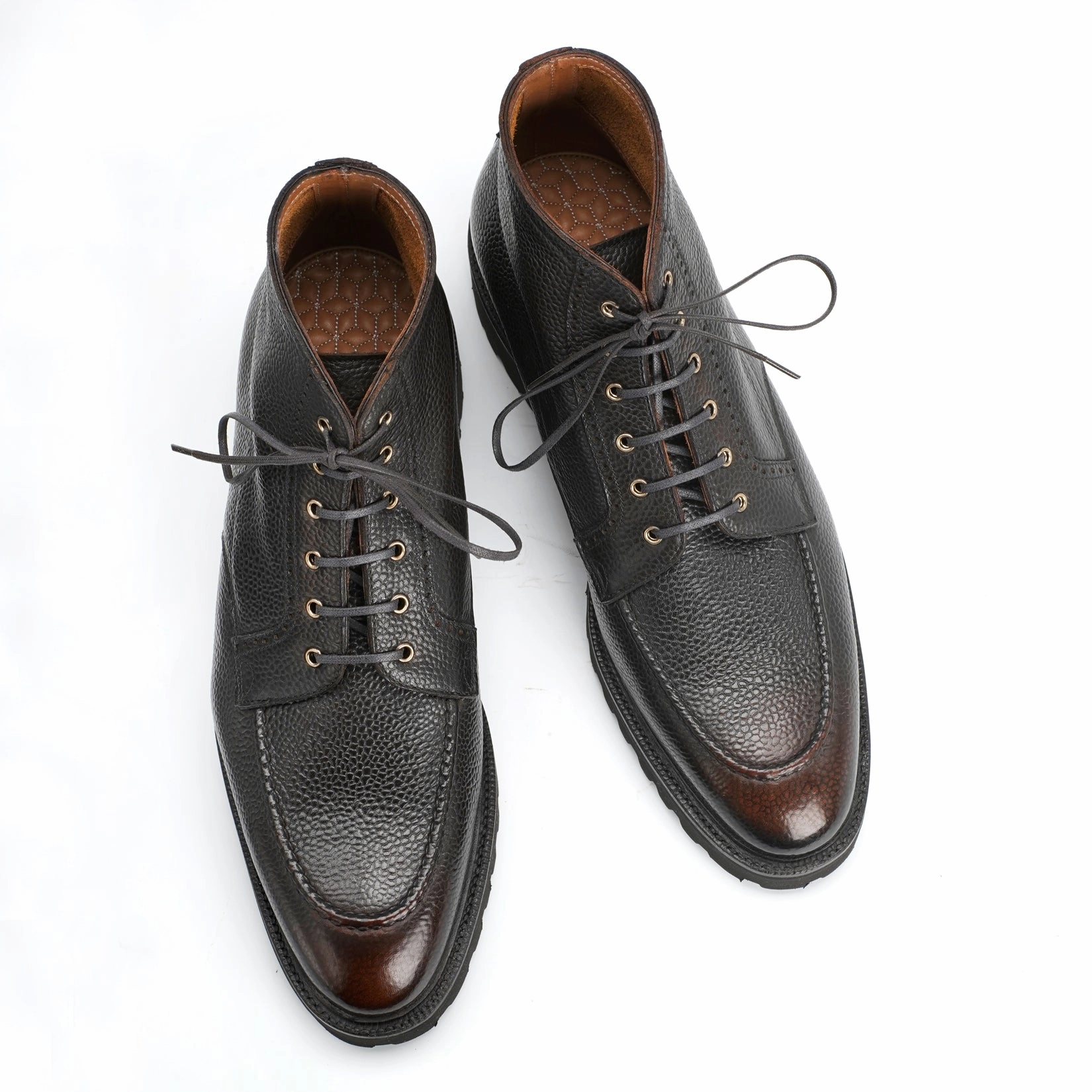Haring Moc Toe Derby Boot - Ebony Handmade Patina Curated For Motion City-Fit