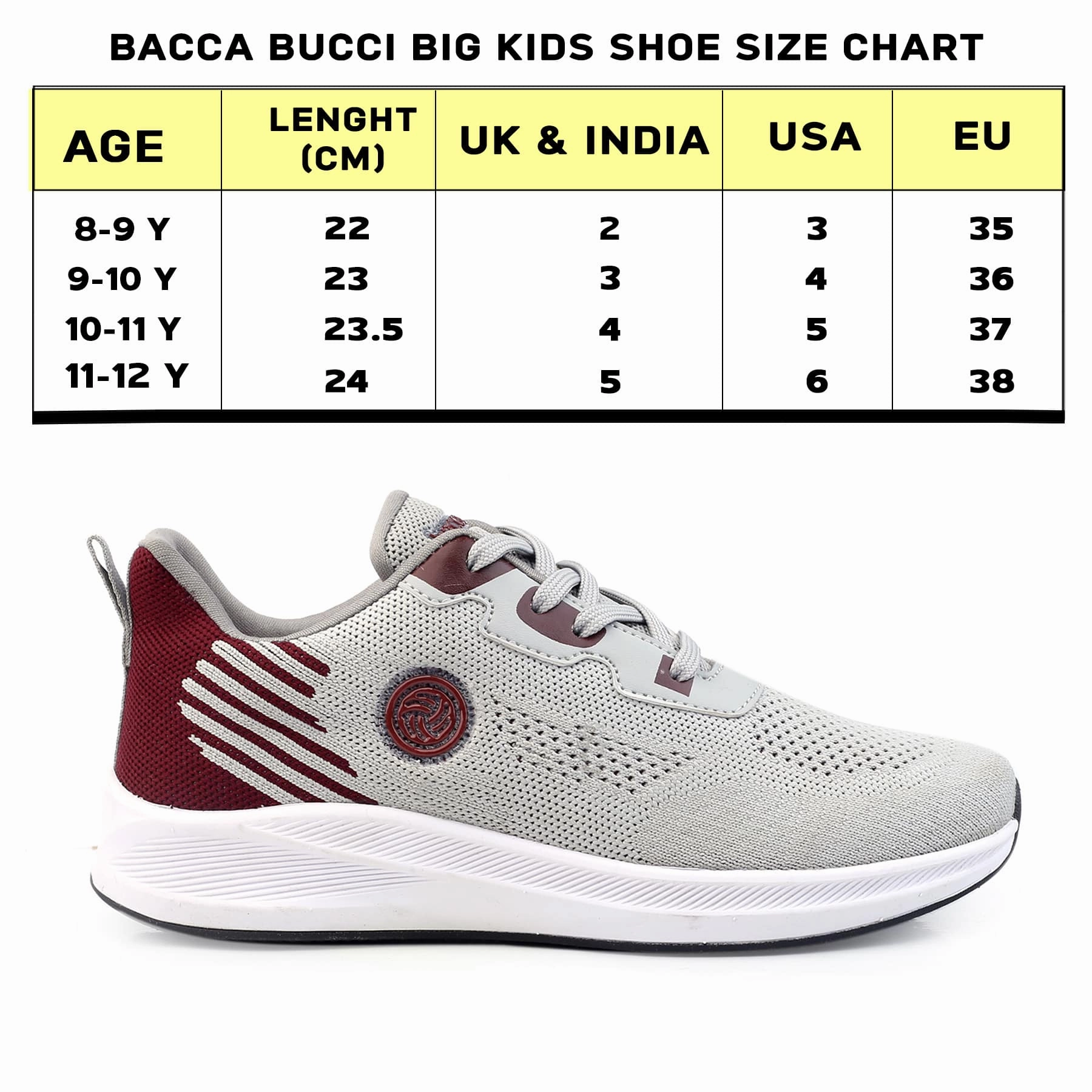 Bacca Bucci Boys Or Girls Essential Knit Running Sports Shoe (Age: 8 Year To 12 Years) Adapt To Flow Built For Today