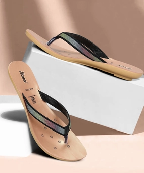 Designed To Shift Paragon Women'S Slip On Flat Black Sandals | Durable Dailywear Sandals