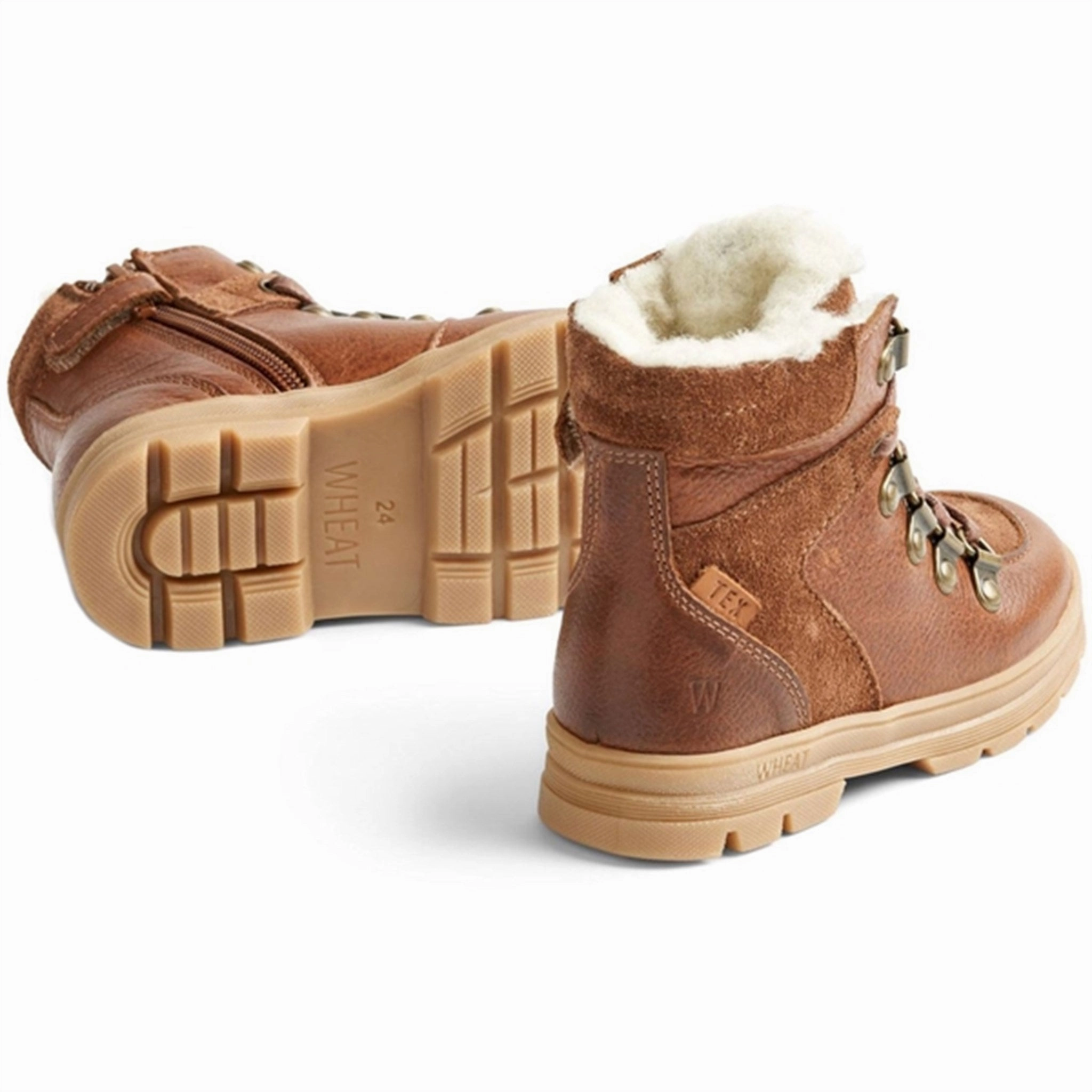 Essentials In Motion Go-Everywhere Wheat Winter Boots Toni Tex Hiker Cognac