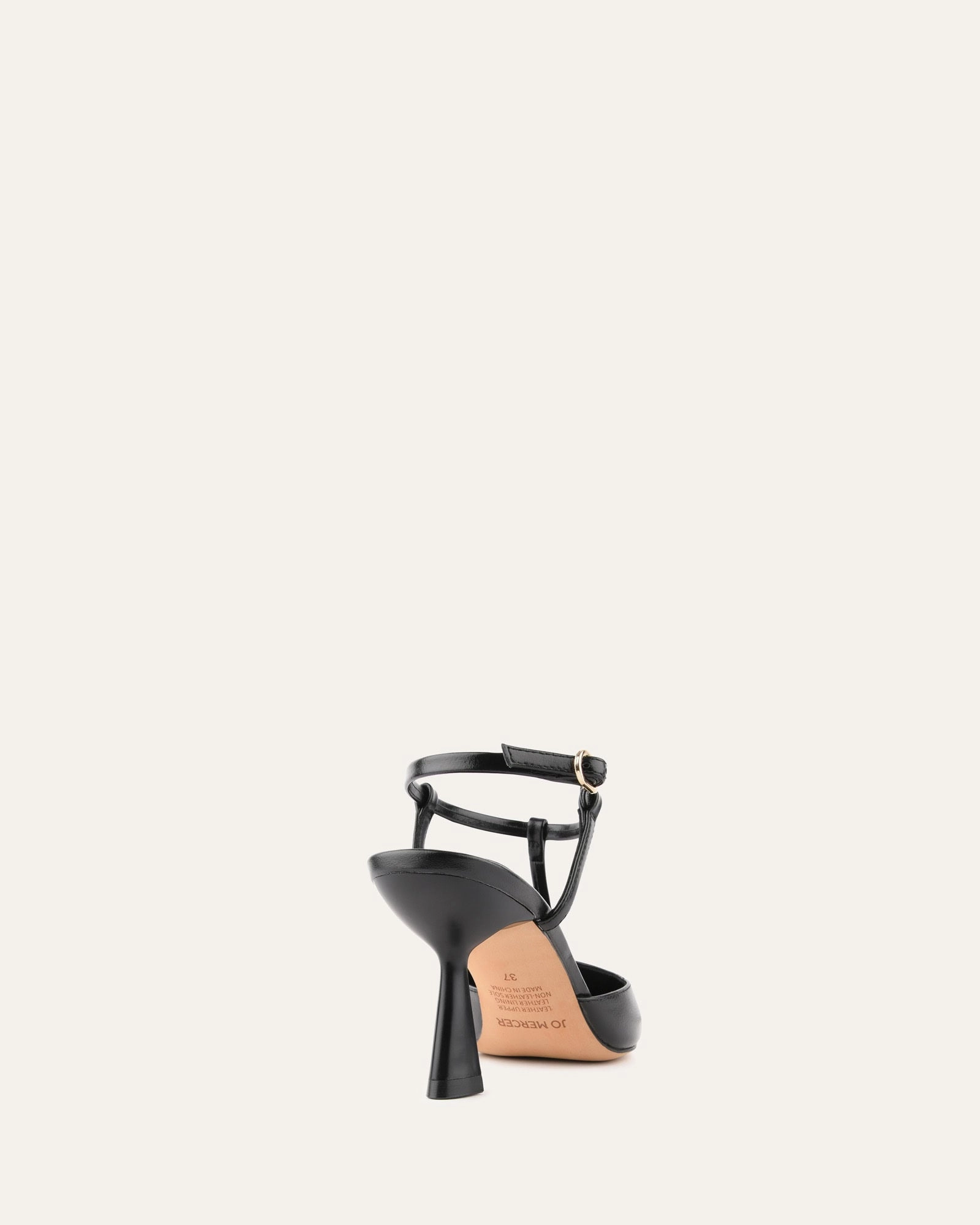 Yula Mid Heels Black Leather Bold Details Progressive Tone