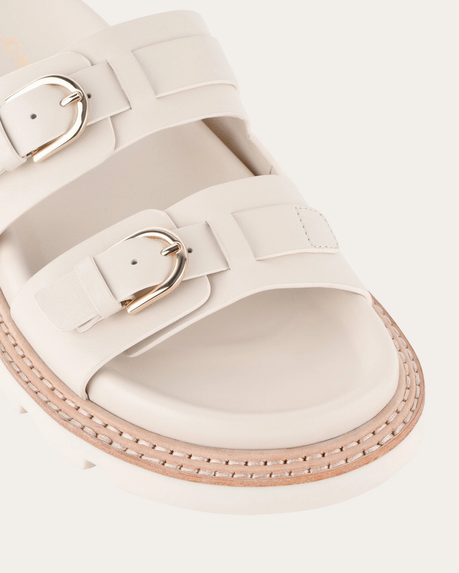 Calm Aesthetic Bold By Design Vichy Flat Sandals Off White Leather