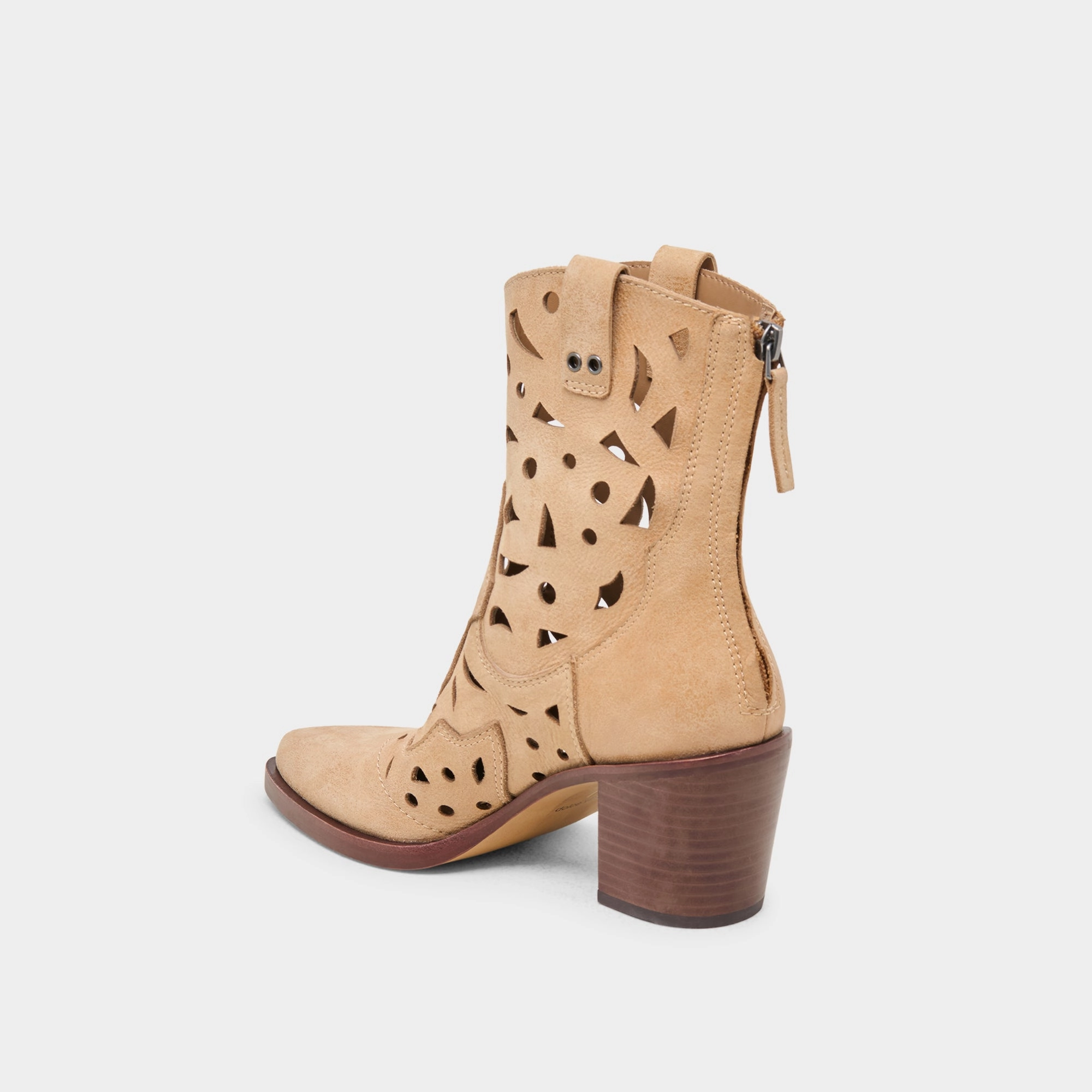 Zenobi Booties Camel Distressed Leather Simple Uniform Clean Profile