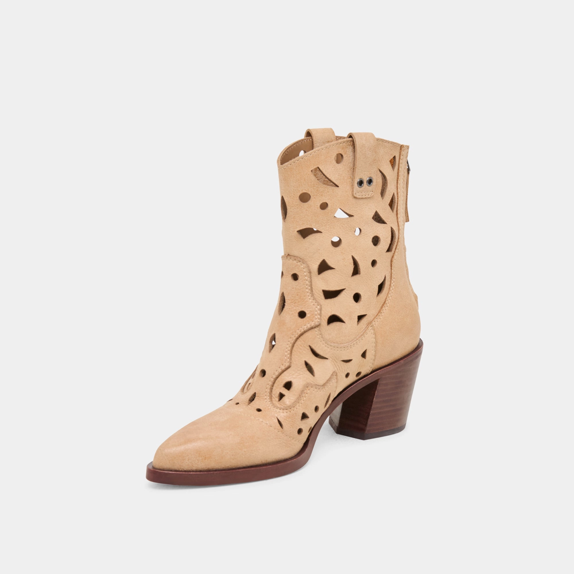 Zenobi Booties Camel Distressed Leather Urban Inspired Streamlined Urban