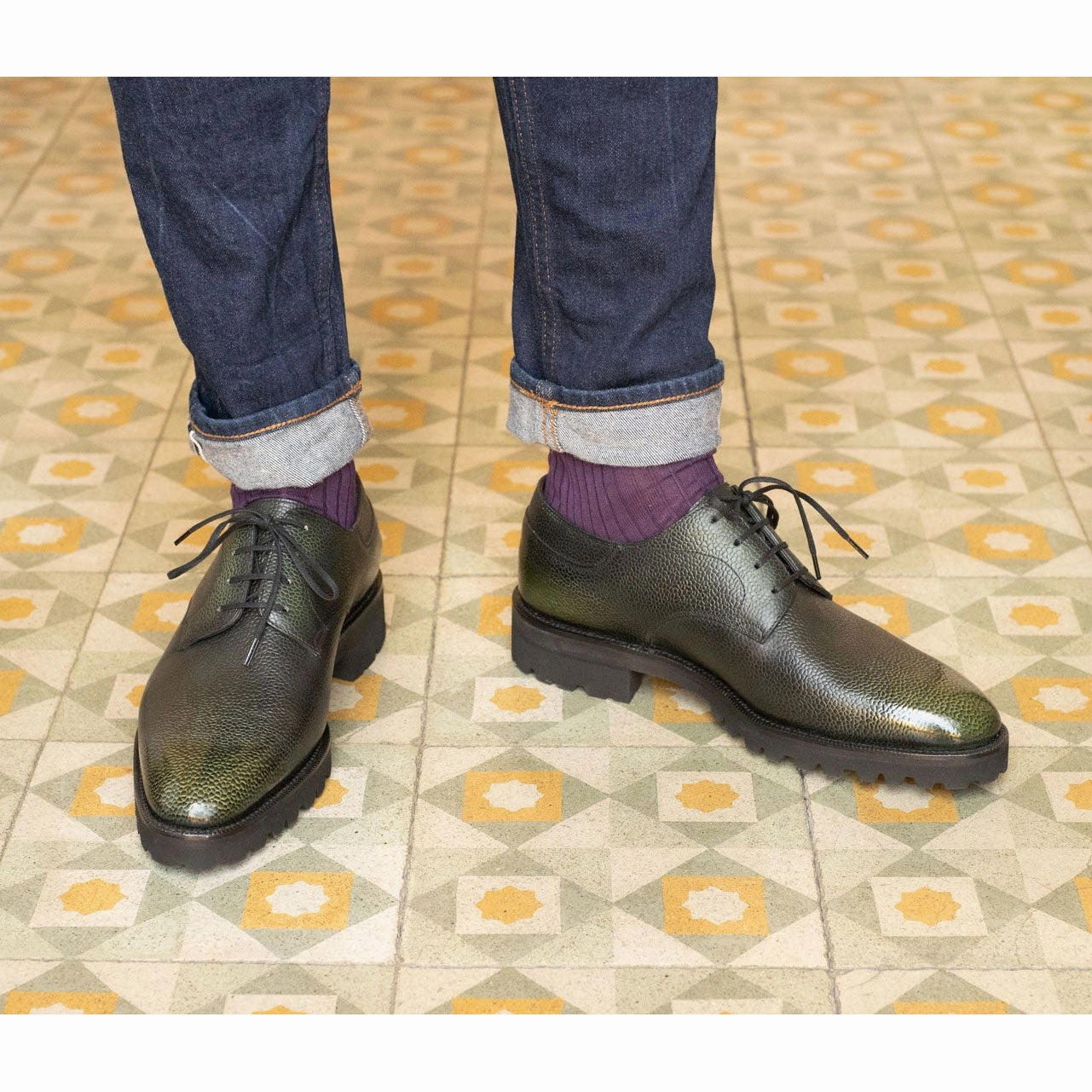 Coolly Crafted Explore With Ease Derby Simple Shoe - Green 3D Patina