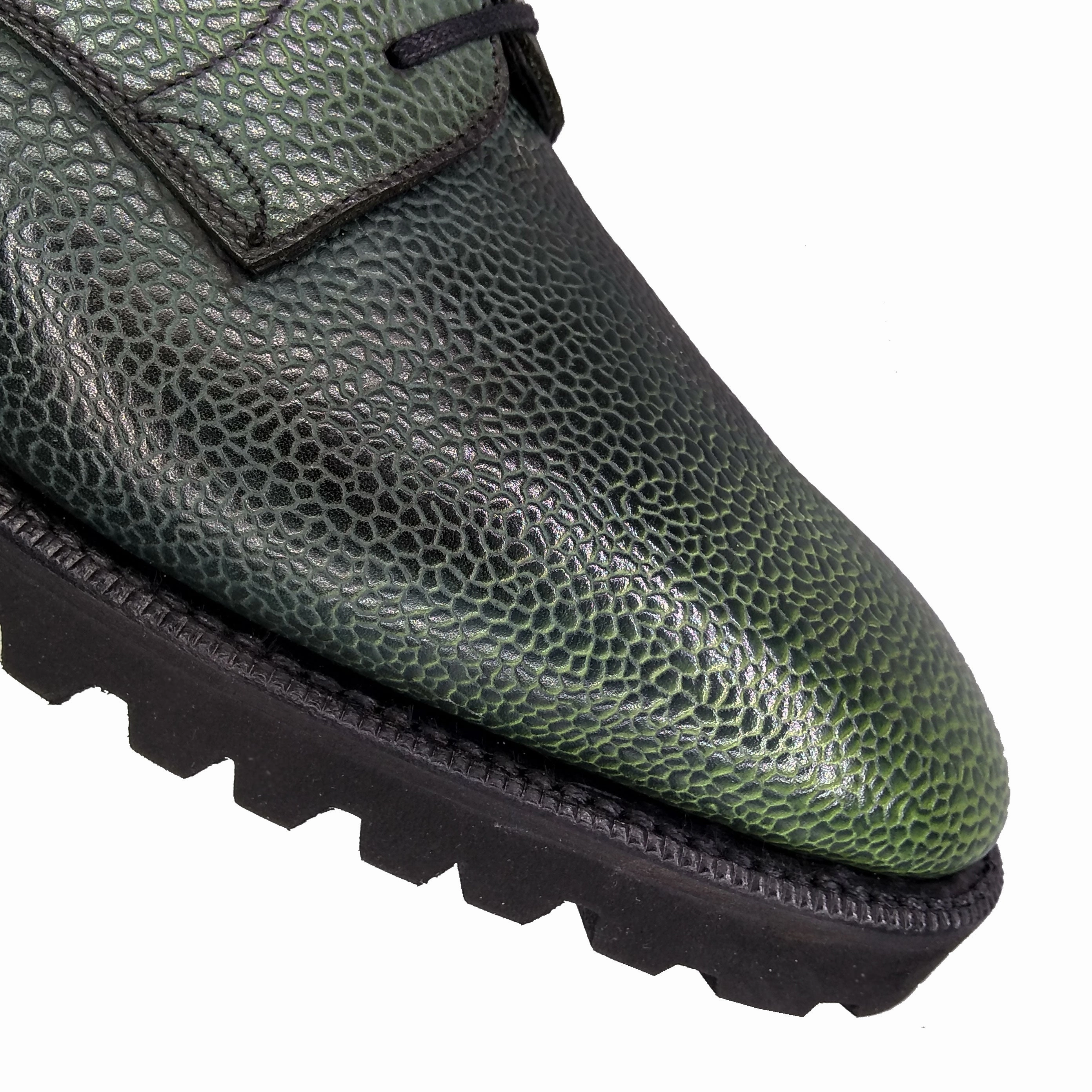 Derby Simple Shoe - Green 3D Patina Adaptive Style Move-Fit
