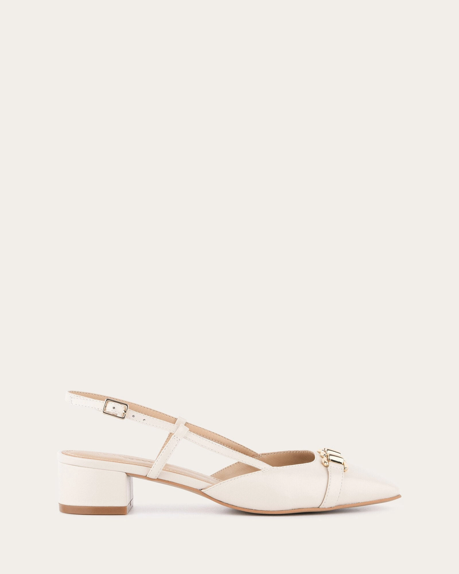 Franca Low Heels Off White Leather Subtle Signature
