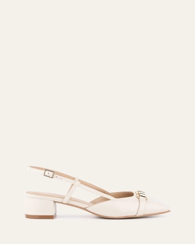 Franca Low Heels Off White Leather Subtle Signature