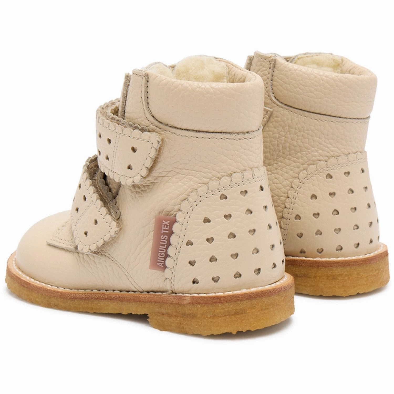 Versatile Mood Angulus Buttermilk Tex-Boot With Hearts And Velcro Closure