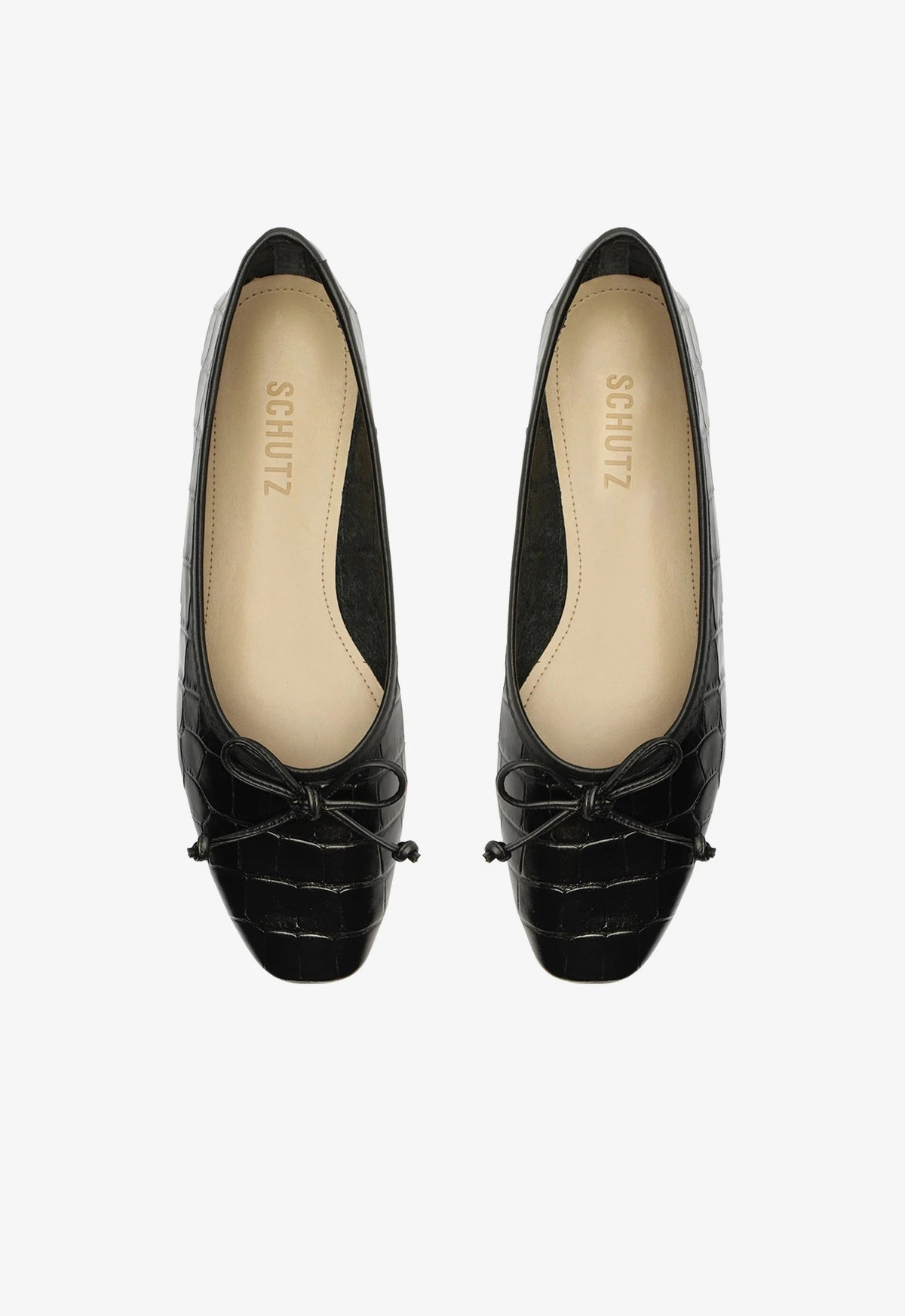 Arissa Black Leather Ballet Flat Understated Utility
