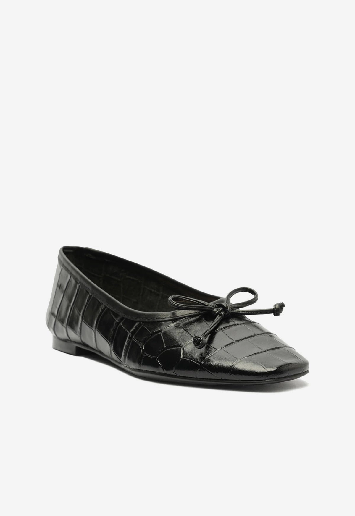 Arissa Black Leather Ballet Flat Grounded Luxury Minimal Movement