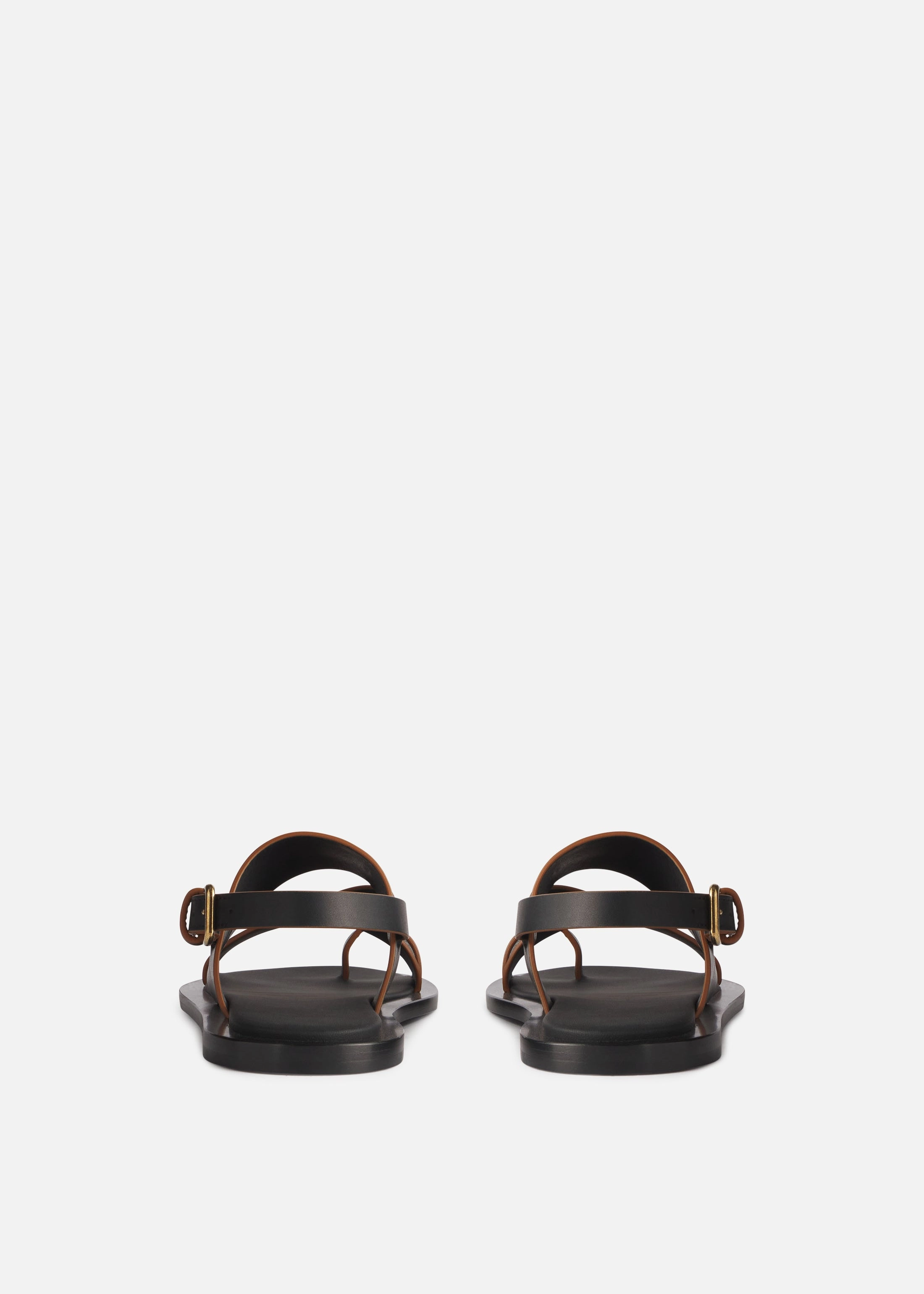 Leather Toe Strap Sandals - Black Less Is Bold