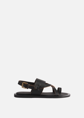 Leather Toe Strap Sandals - Black Precision In Style Versatile Build