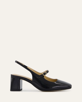 Flowline Fashion Purpose-Led Peggy Low Heels Black Patent