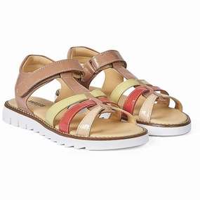 Style Built In Angulus Sandal W. T-Strap And Velcro Dark Peach/Peach/Coral/Light Yellow