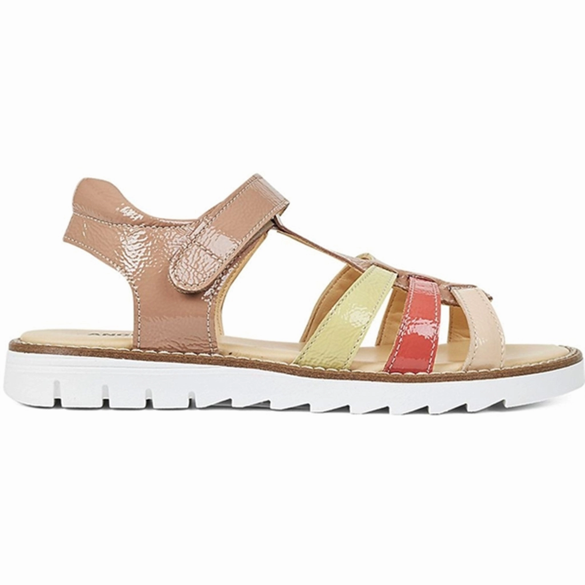 Angulus Sandal W. T-Strap And Velcro Dark Peach/Peach/Coral/Light Yellow Universal Fit Refined Structure