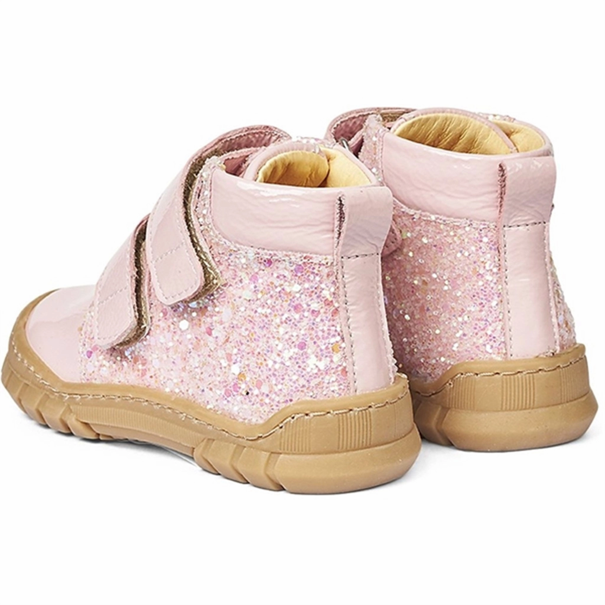 Angulus Starter Shoe W. Velcro And Glitter Details Peach/Peach Glitter Core To Explore