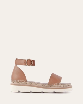 Ivy Flat Sandals Tan Leather Essence Wear