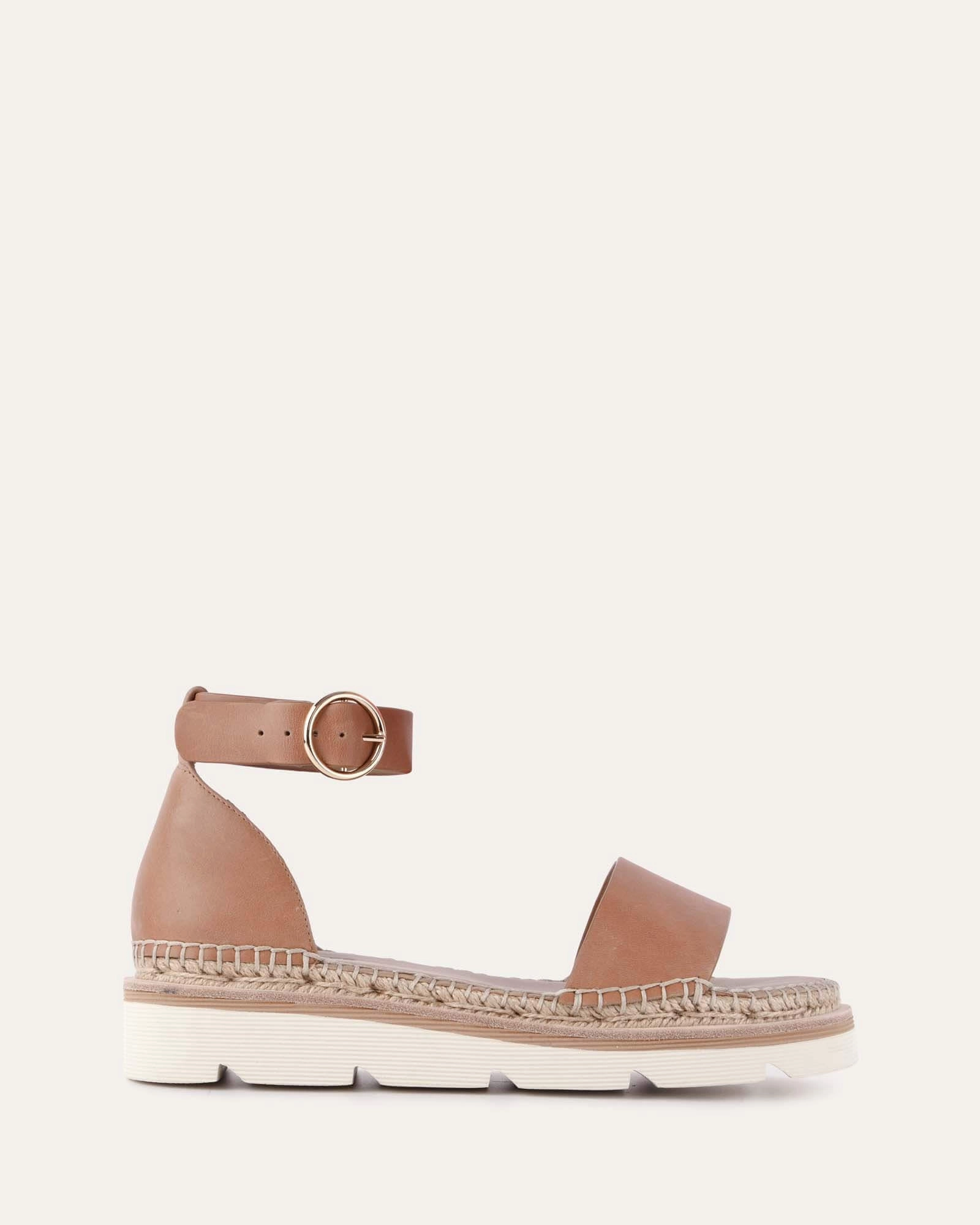 Ivy Flat Sandals Tan Leather Essence Wear
