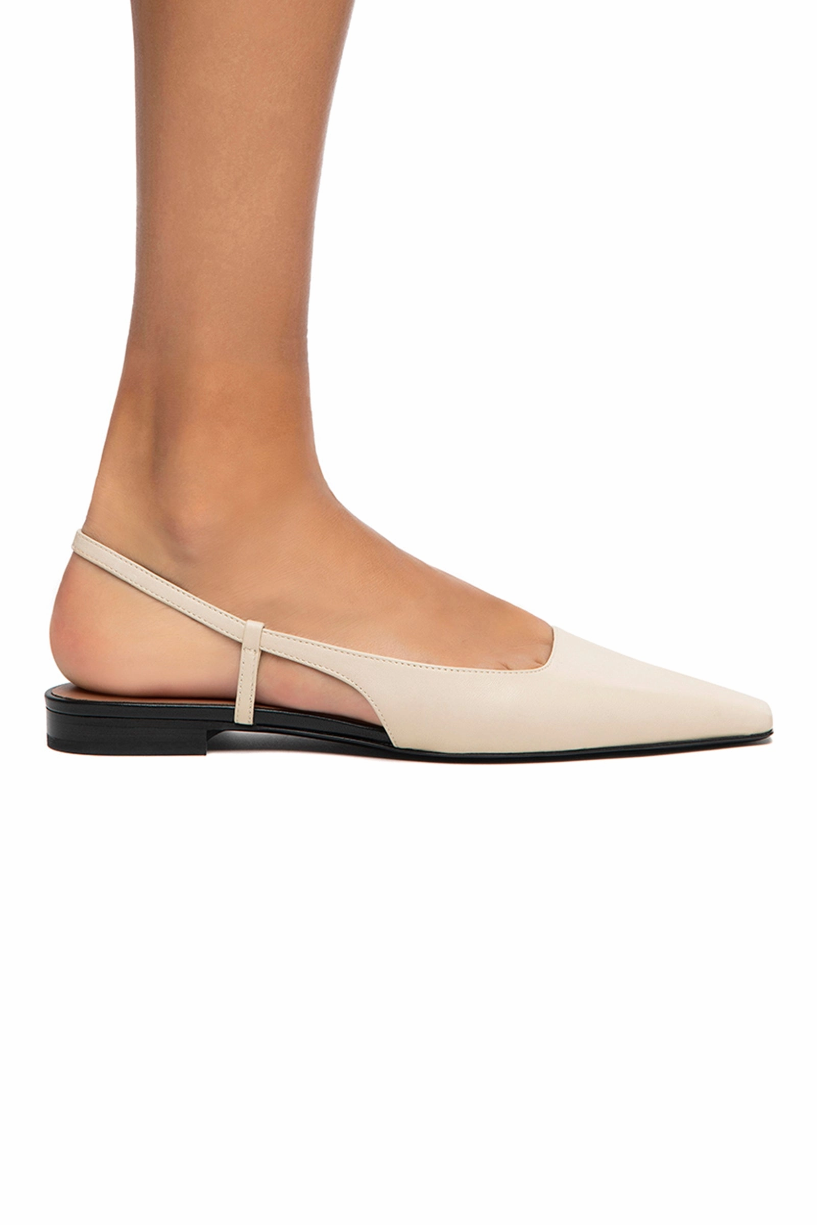 Lian Sierra Slingback Flat Shoe In Milk Function-Refined Modern Casuals