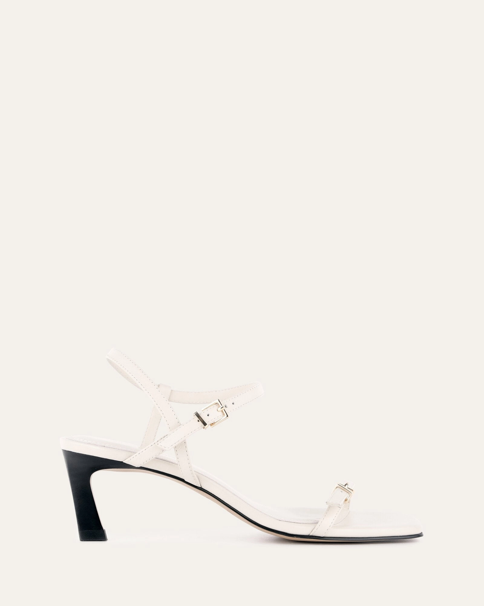 Essential Structure Your Mobile Look Gianni Mid Heel Sandals Off White Leather