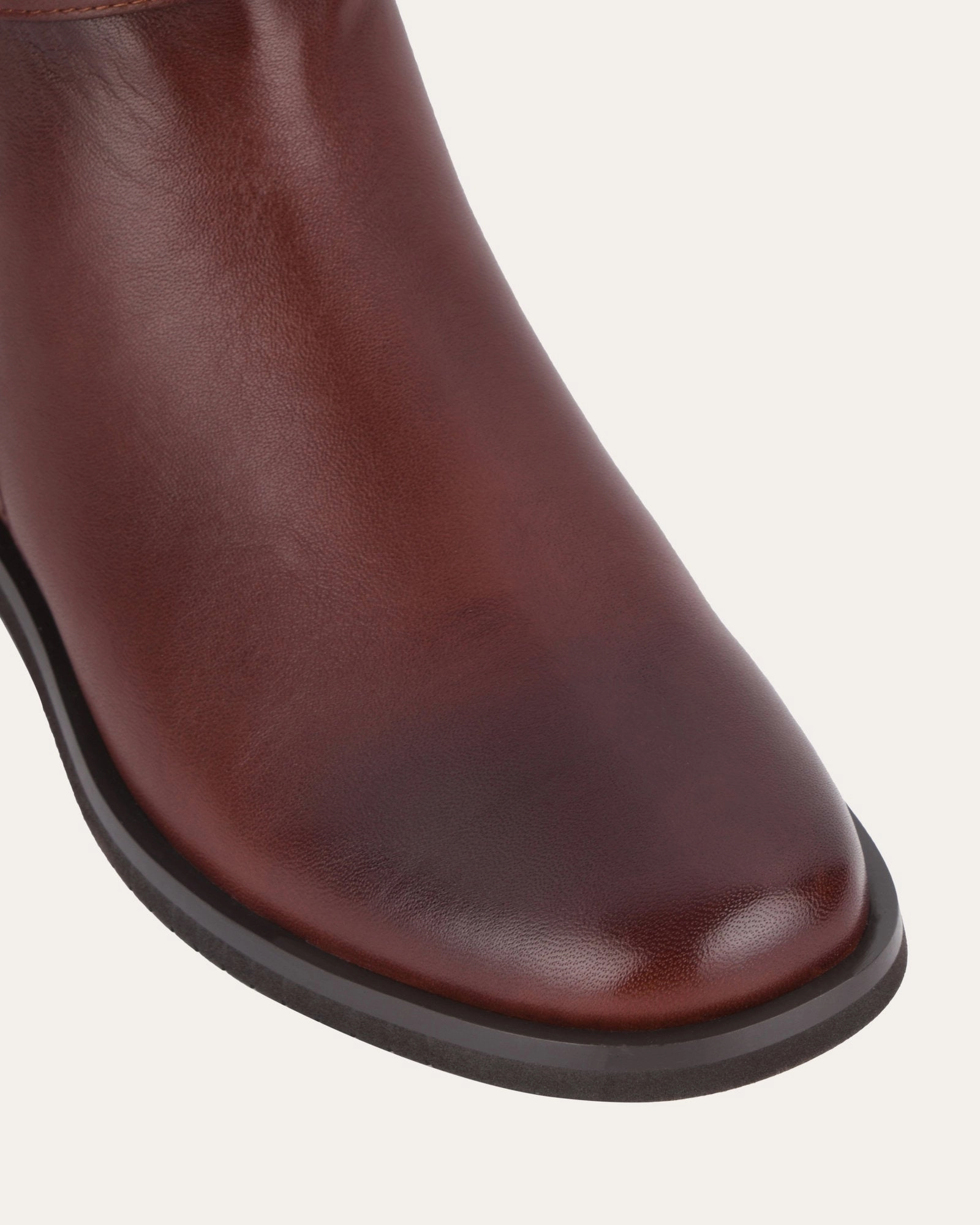 Essential Uniform Gilbert Flat Ankle Boots Chestnut Leather